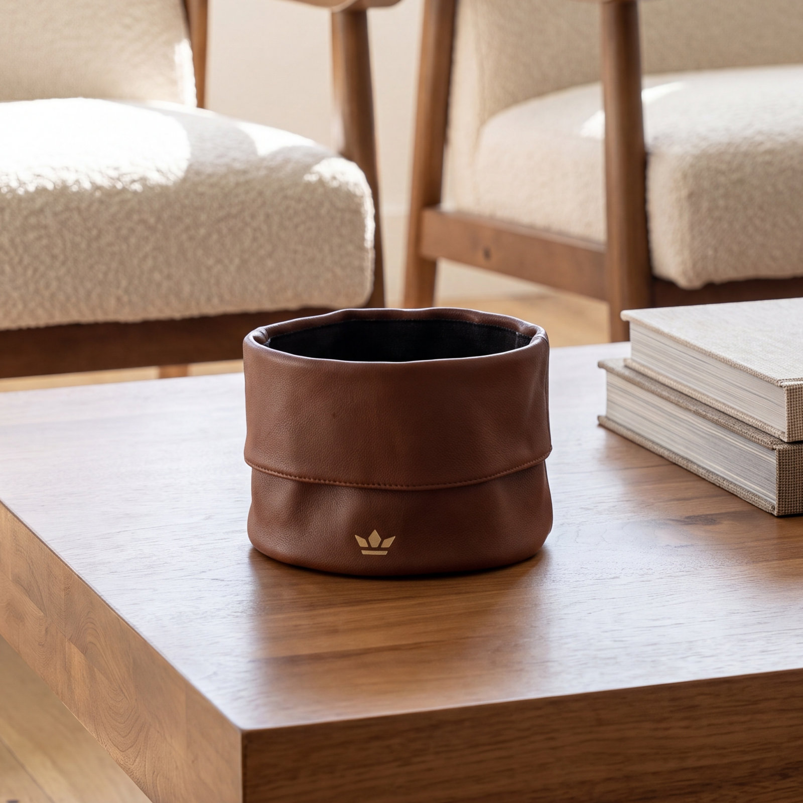 Leather Bread Basket, Cognac