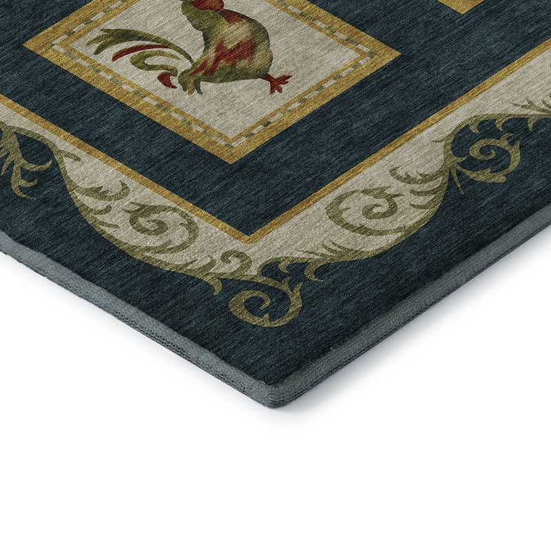Premium Machine Washable Chiekezi AMF159 Midnight Rug, Rectangle 1'8" x 2'6"