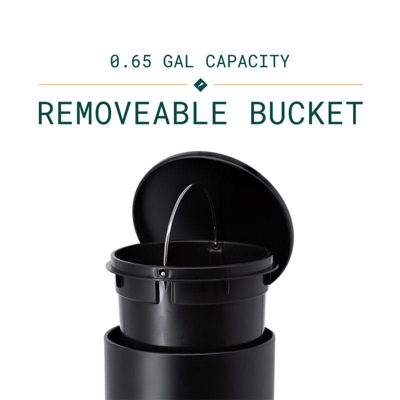 Matte Black Stainless Steel Round Pedal Trash Can