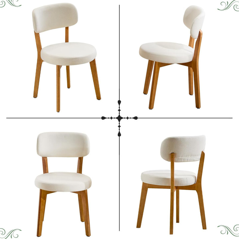 Chaise d'appoint de cuisine rembourrée Mid-Century, Beige