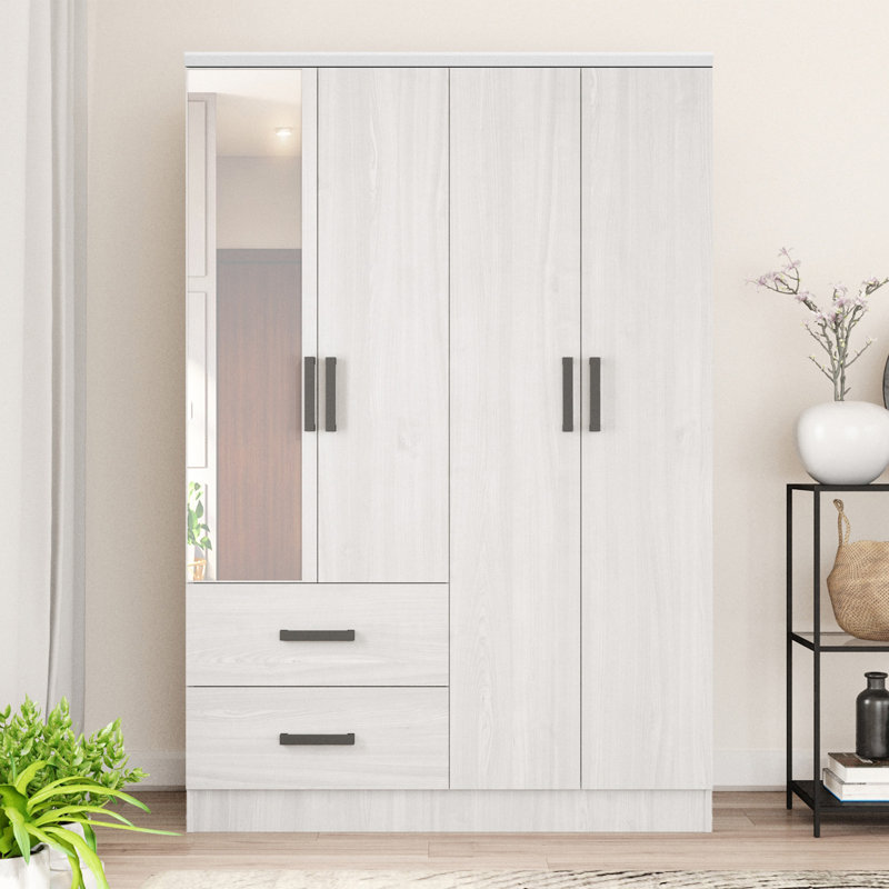 Apollonios 4 Doors Wardrobe With 2 Drawers and Shelves, White