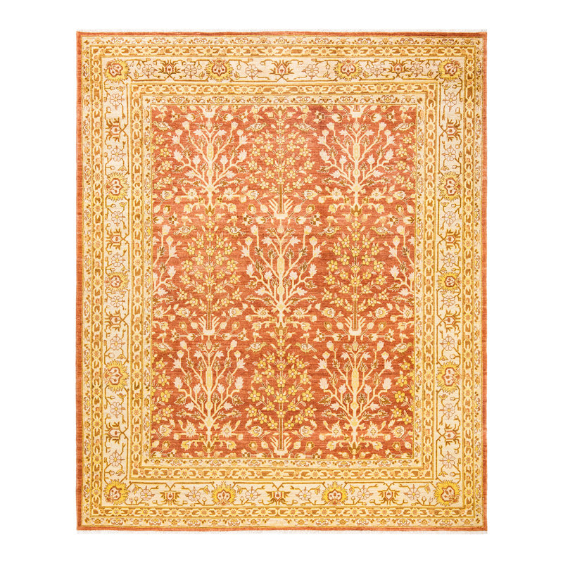 Tapis unique en laine noué à la main 8 pi 1 po x 9 pi 9 po nouvel âge Vincci