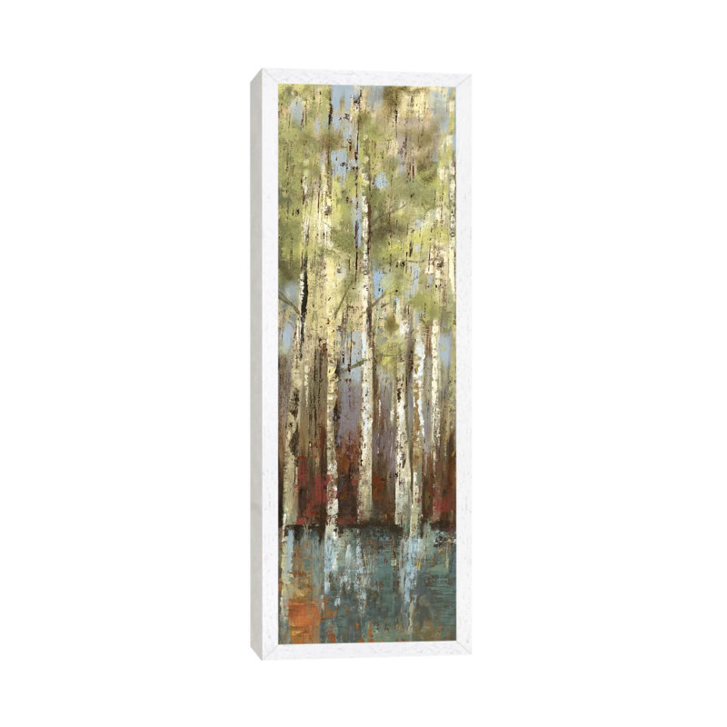 Forest Whisper I by Allison Pearce - Painting on Canvas, White Framed Canvas, 30.48 cm H x 91.44 cm W
