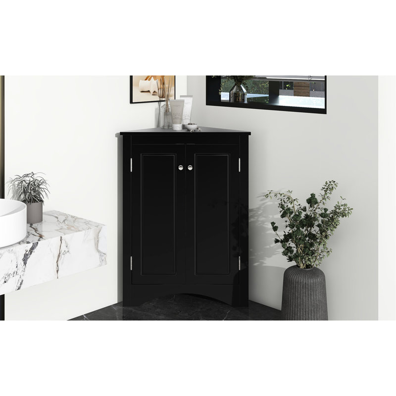 Black Triangle Cabinet With Adjustable Shelves For Various Needs Storage Shelves, Maximizes Space Utilization, Black