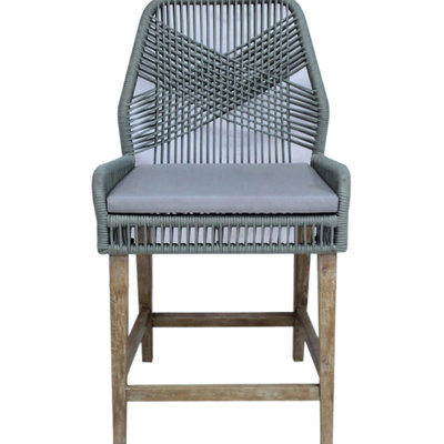 Counter Height Stools (2), Grey Weathered Wash, Woven Rope Seat, Optimal Comfort , & Enchanting Rope, Dining Room Decor