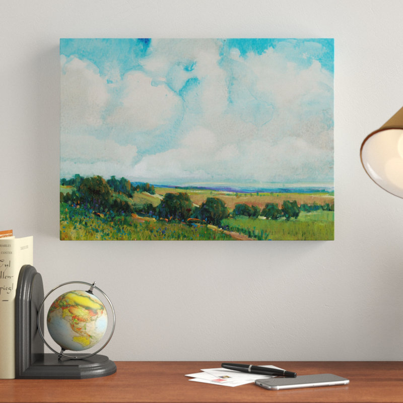 «Looming Clouds I», peinture sur toile tendue, H 14 po x l 19 po x P 2 po