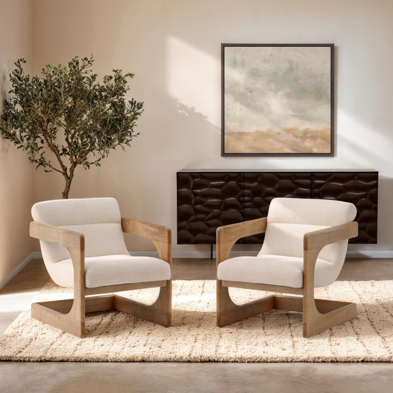 Bridges Polyester and Ash Wood Occasional Chair, Cream, Sierra Sage