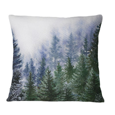 Coussin Nature Forest In Fog Scene - Country