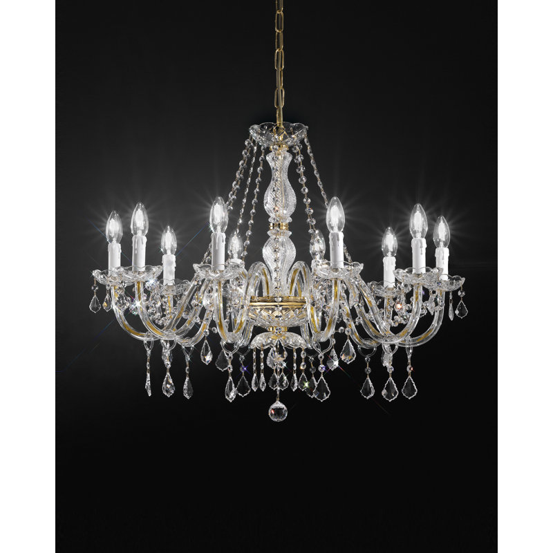 Novara 10 - Light Candle Style Chandelier, Gold