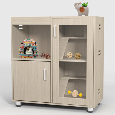 Guinea Pig Cages,4-Tier Hamster Cage Wood With Storage Cabinet, House For Rat Chinchilla, Openable Top, Acrylic Windows, Living World Deluxe Habitat X-Large