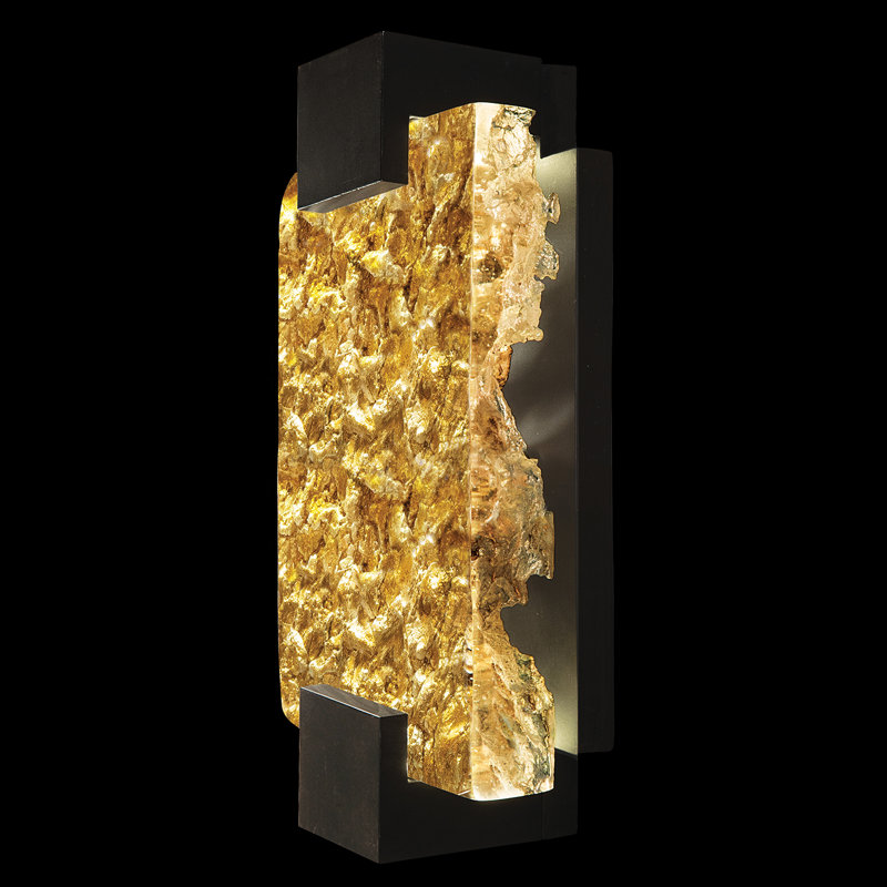 Terra LED Flush Mounted Sconce, Gold, Black, 11.75" H x 6.25" W x 3.5" D