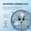 Ventilateur d'extraction 24 po, haut débit 3320 CFM, ventilateur de grenier mural en aluminium avec moteur à courant alternatif, ventilation et refroidissement pour serres, garages, remises, magasins, FCC