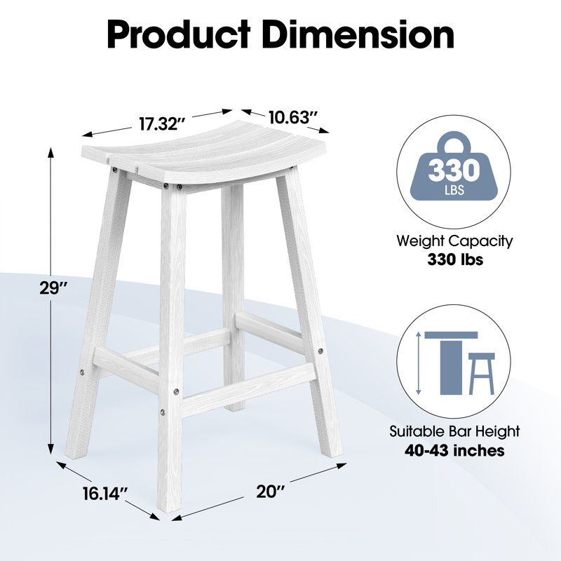 Tabouret de comptoir de cuisine Backless, Blanc, 29"