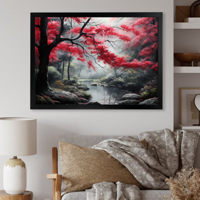 Berel Minimalist Monochrome Red Forest III - Forest Canvas Prints