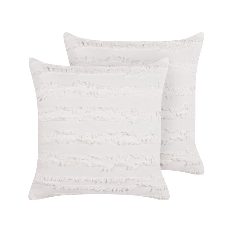 Chaseburg Striped White Square Cushion