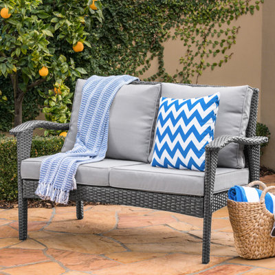 Stylish Outdoor Patio , And Iron Frame, Waterproof Cushions, 28 In Width, 32.37 Height, Grey Silver Look, Comfortable Appearance, Arm Support