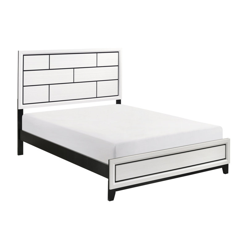 Mobilier de chambre à coucher moderne en bois à finition blanche et grand lit 1pc
