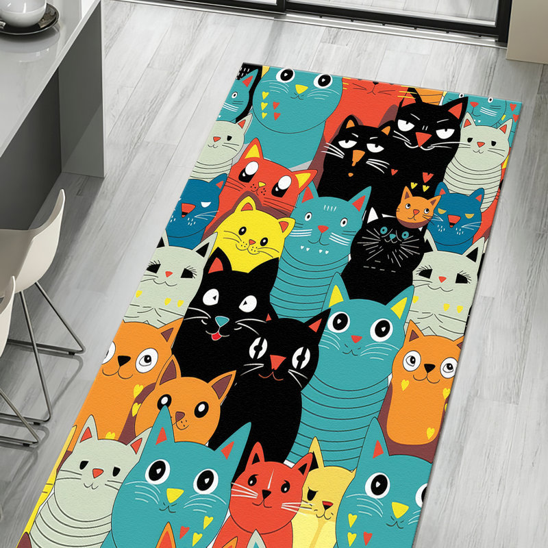 Colorful Abstract Pattern Soft Non-Woven Printed Rug Ideal for a Vibrant and Contemporary Home Decor, Rectangle 3'3" x 6'7"