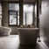 Double Handle Floor Mounted Freestanding Tub Faucet with Handshower