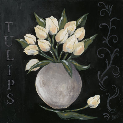 White Tulips 1 Piece Wrapped Canvas Painting
