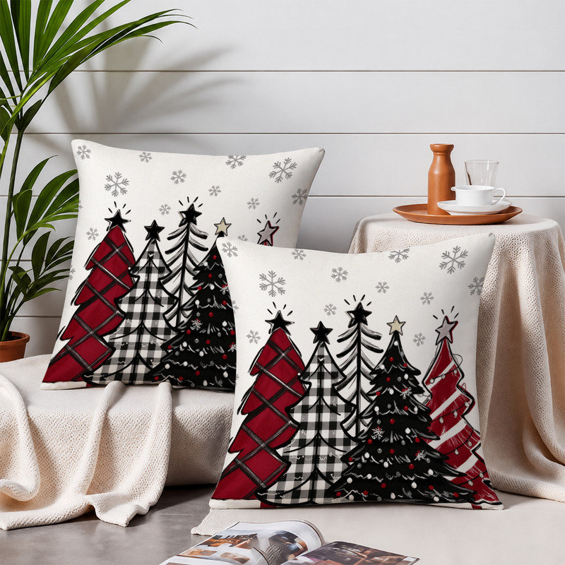 Housses de coussin JYK, Croquis d'arbres rouges et noirs
