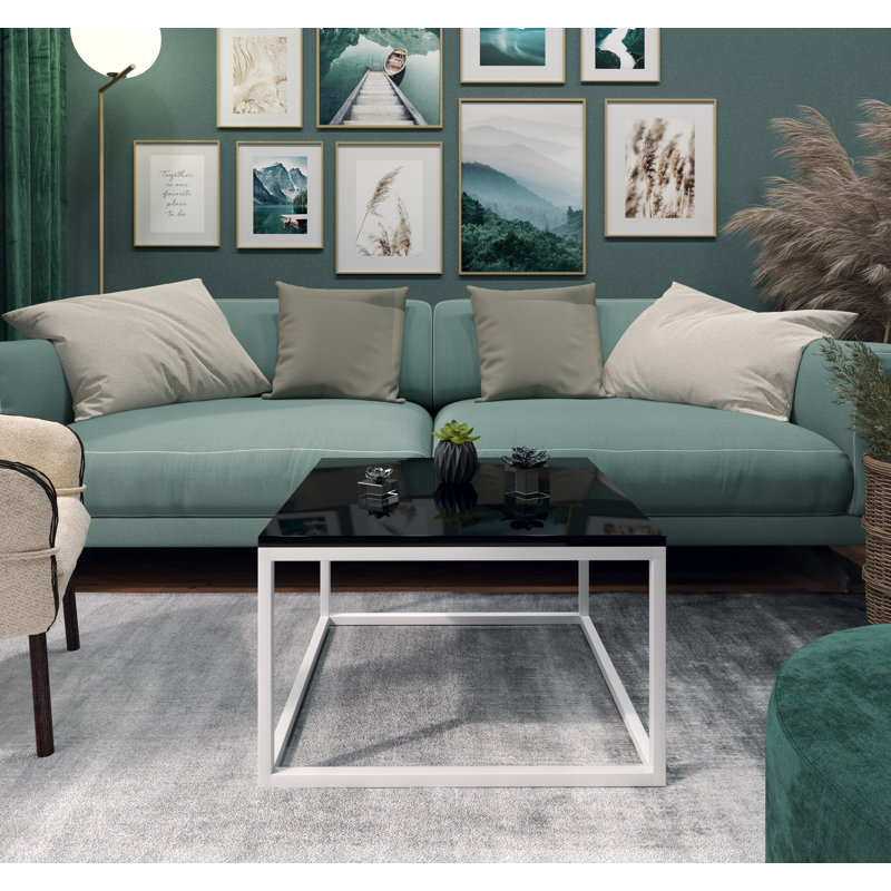 Hayden-James Coffee Table, 36cm H x 60cm L x 60cm W, Black/White, White