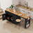 85.5" Extendable Dining Table Kitchen Island with Power Outlet, 3 Drawers, 2 Doors & 7 Wheels, Black-2056983705