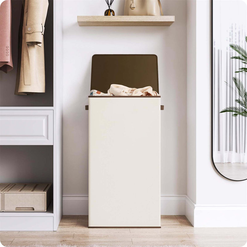 Bhargava Fabric Laundry Hamper with Handles, White