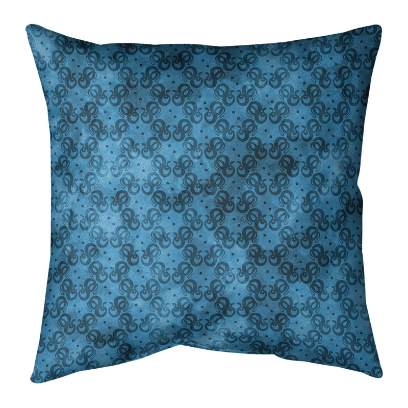 Coussin décoratif intérieur / extérieur Katelyn Elizabeth Snakes, 16 po x 16 po, Bleu