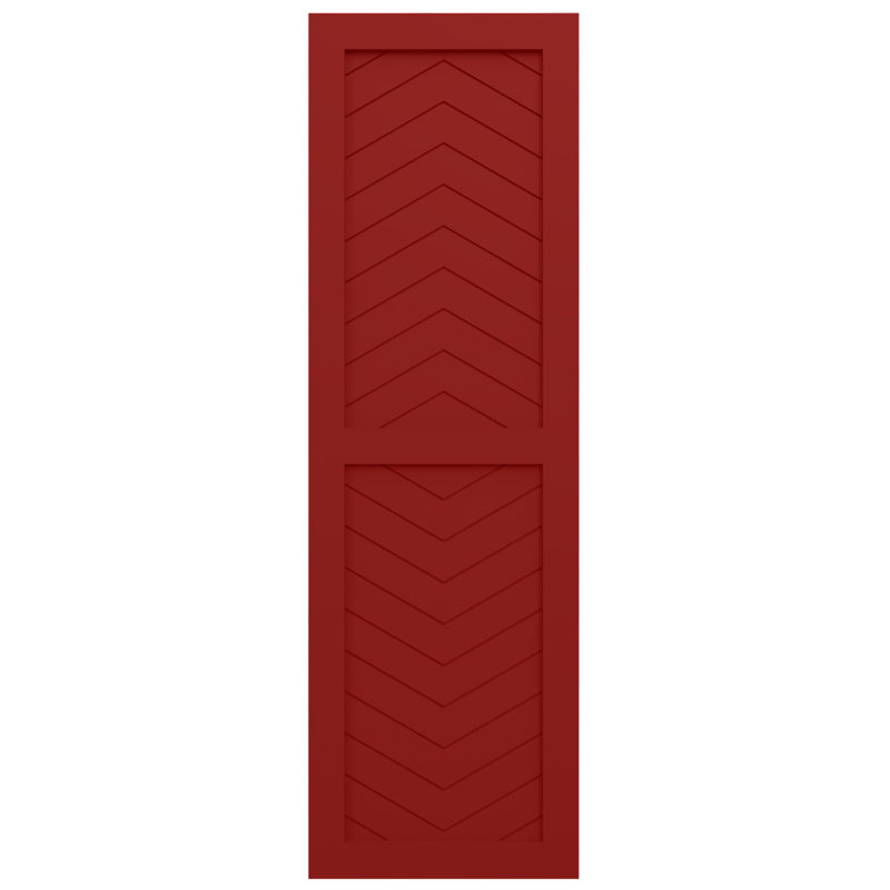 EnduraCore Composite Two Panel Chevron Modern Style Shutters, 12"W, 43"H, Fire Red