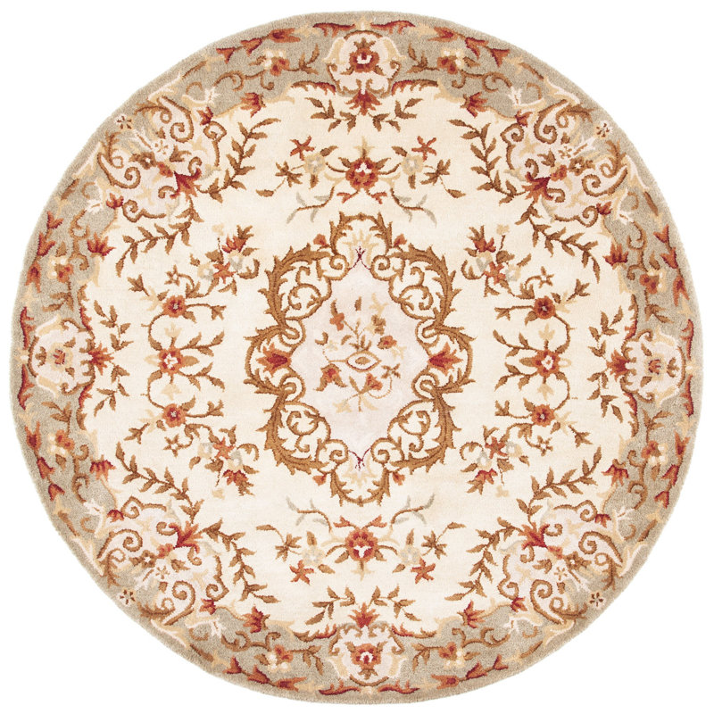Tapis floral en laine touffeté à la main Tosca, Rond 8 pi