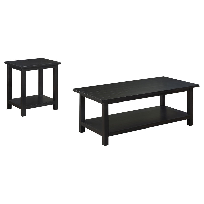 Ensemble de table basse et de table de bout Payne 2 pièces Java vieilli, Noir, 2 pièces: table basse, table de bout