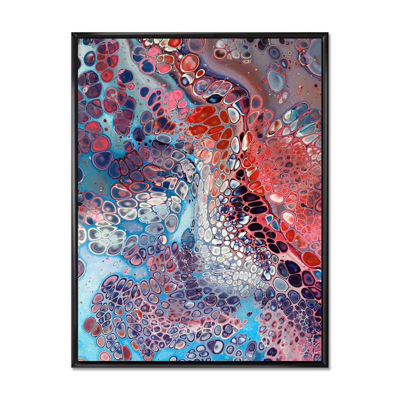 «Colorful Mixed Abstract Fluid IV», art mural moderne sur toile, H 12 po x l 8 po x P 1 po, Cadre flottant noir