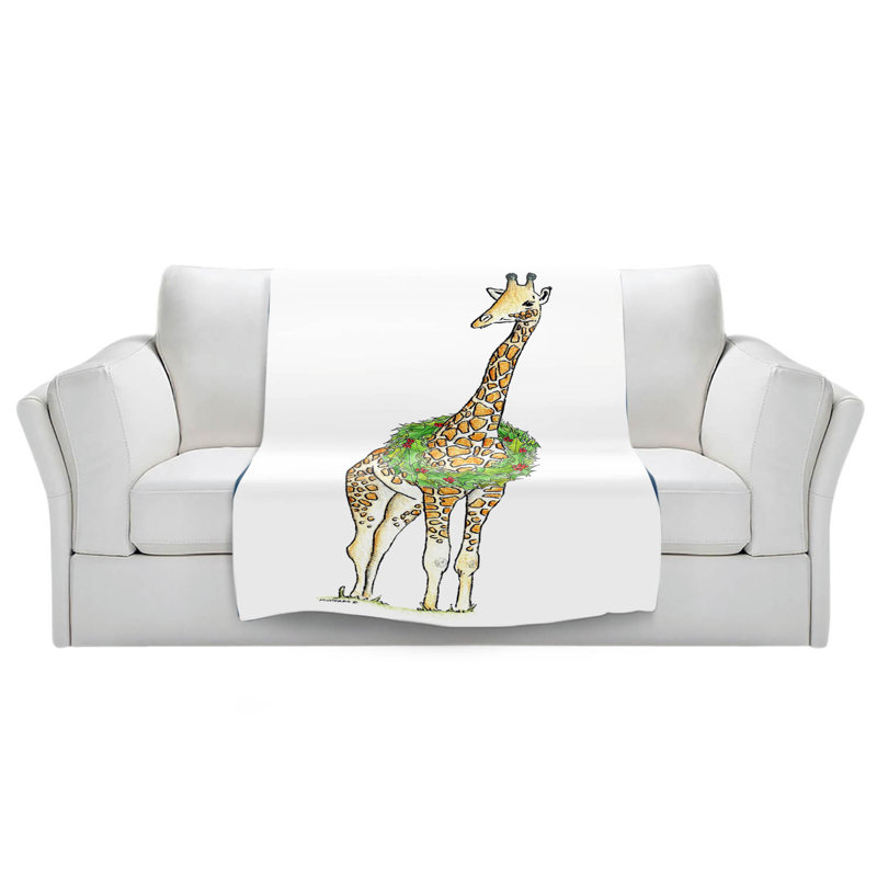 Couverture giraffe de noël couronne , 51 po x 60 po