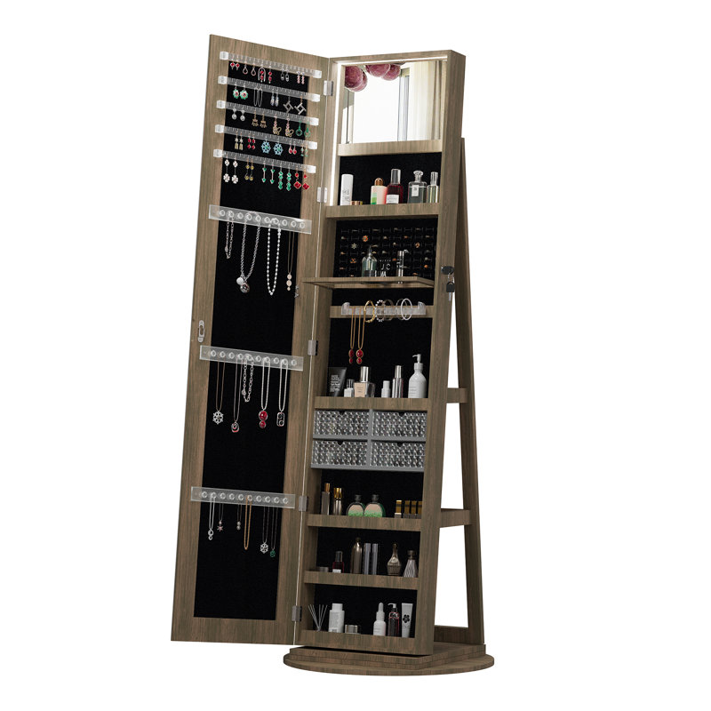 360°Swivel Jewelry Cabinet with Full Length Mirro