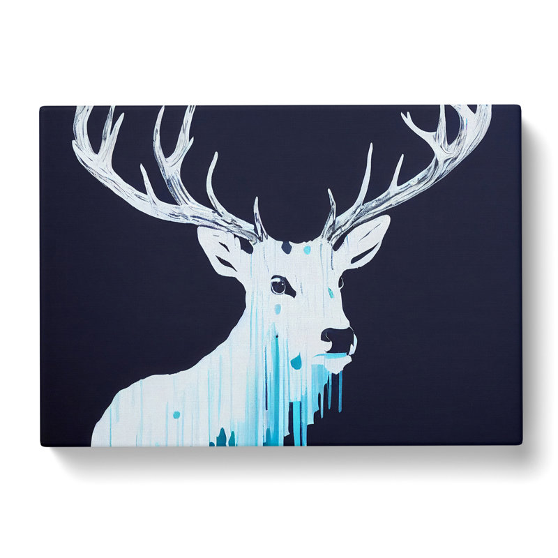 Ice Cool Stag Abstract - Wrapped Canvas Painting, 35cm H x 50cm W x 3cm D