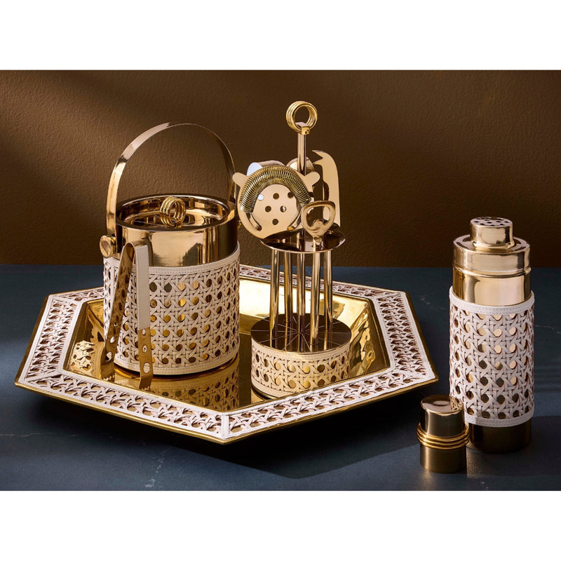 Basketweave Barware Set