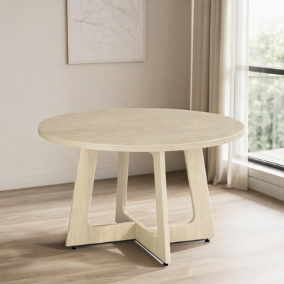 47" Round Dining Table for 4-6, 300 Lbs MDF Kitchen Table Ergonomic Legs, Natural