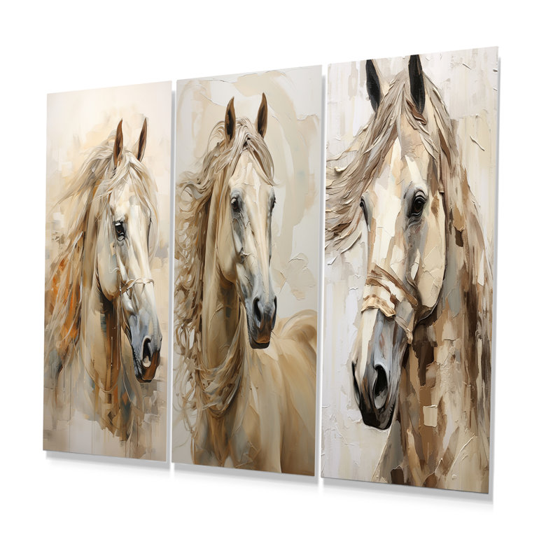 Sophisticated Horse Portrait - Horse Metal Wall Decor Set Of 3, 28" H x 36" W