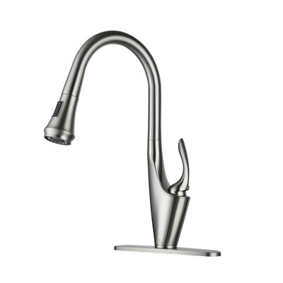 CASAINC 1.8 GPM Pull Down Kitchen Faucet with Deck Plate -  CA-D4186-BN