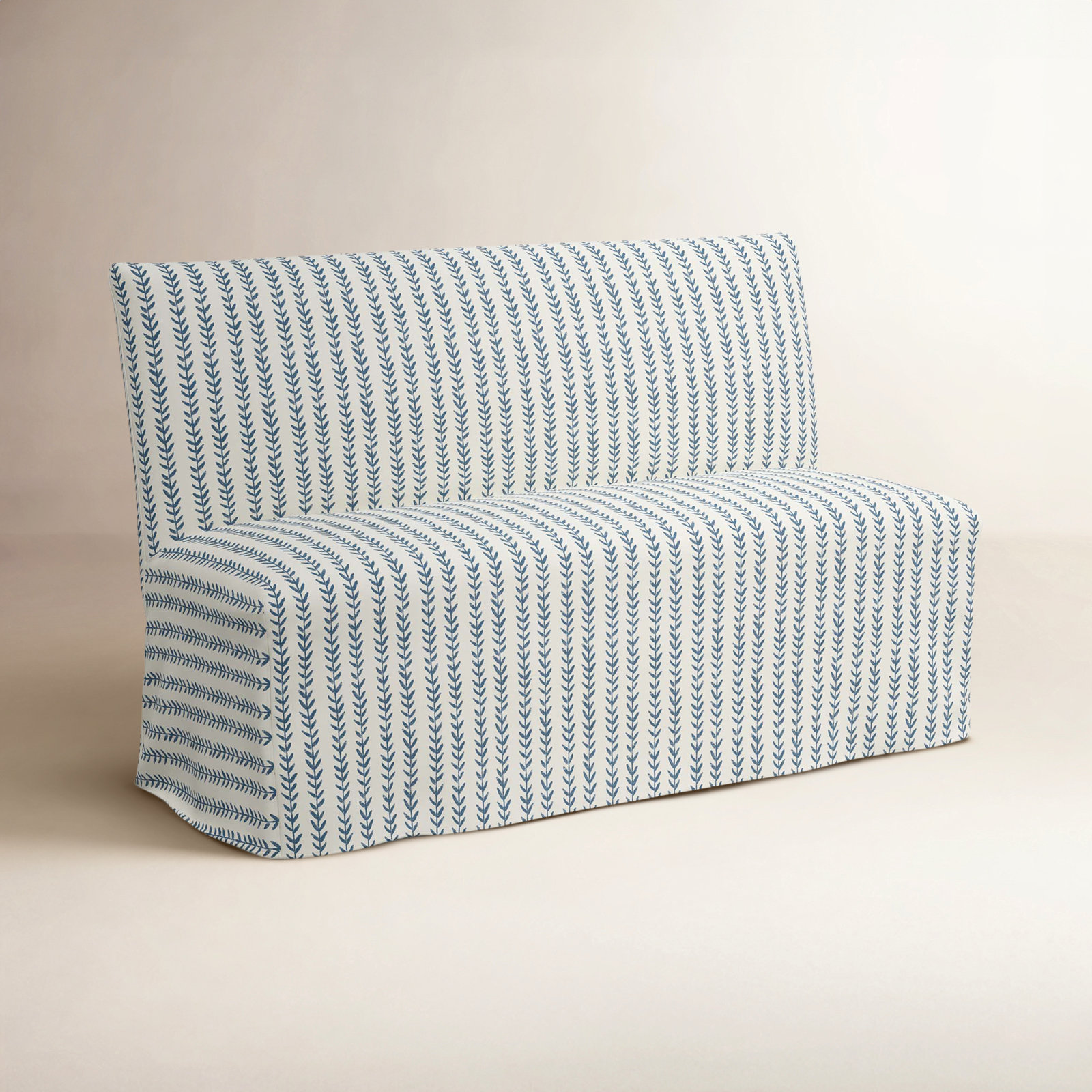 Silvia 57" Dining Bench, Vine Stripe Dusty Blue