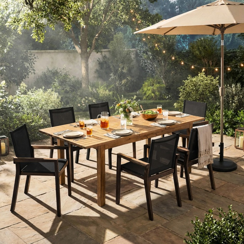 7 pièces pour l'extérieur, 6 chaises et 1 table, idéale pour le jardin et la piscine