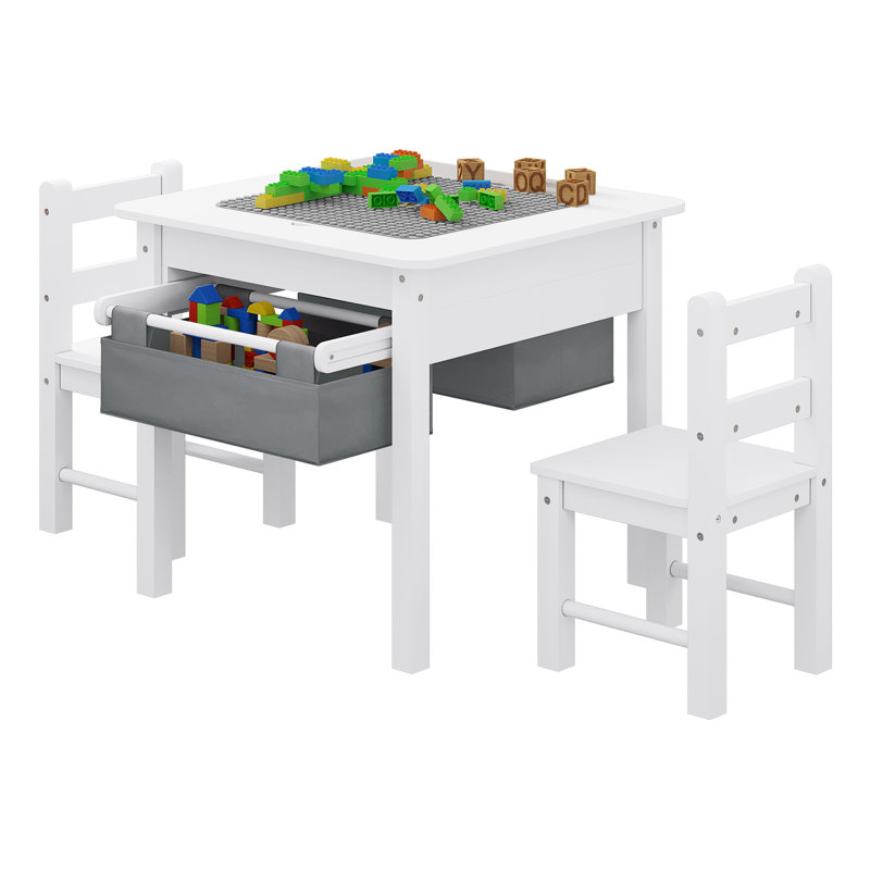 Kamal Kids 3 Piece Square Play Or Activity Table and Chair Set