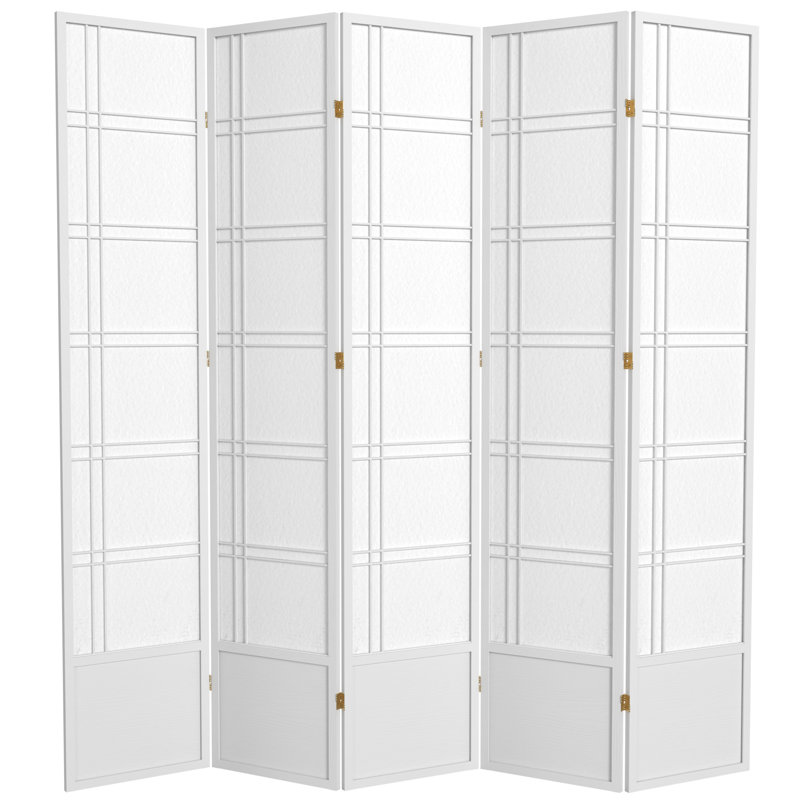 Cloison pliante Keitez, 5 panneaux, Blanc
