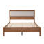 Cadre de lit en bois d'hévéa massif avec tête de lit rembourrée, pieds de soutien centraux, tailles Twin-XL / Full / Queen, noyer / naturel / brun, sommier non requis-803014836-803014837