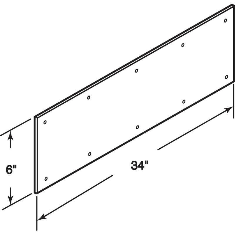 6 x 34 po. Plaque de protection en laiton massif, finition laiton poli (paquet de 1), Or, H 0,5 po x l 6,75 po x P 37,38 po