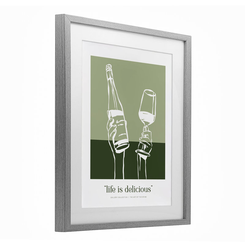 «Green Life Is Delici», reproduction d'art encadrée sous verre, lettrée et doublée, Cadre de ferme gris, H 16 po x l 13 po