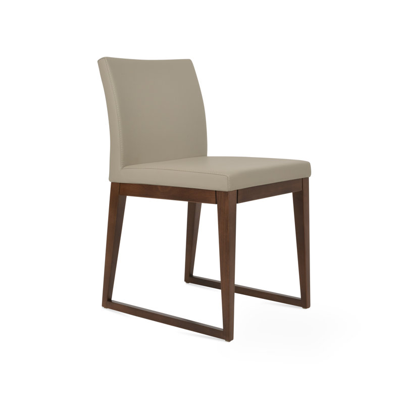 Aria Sled Wood Dining Chair, Bone PPM Faux Leather