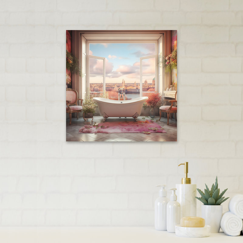 Impression sur toile tendue «Soakhant in the tub with a View of London II», H 36 po x l 36 po x P 1,5 po