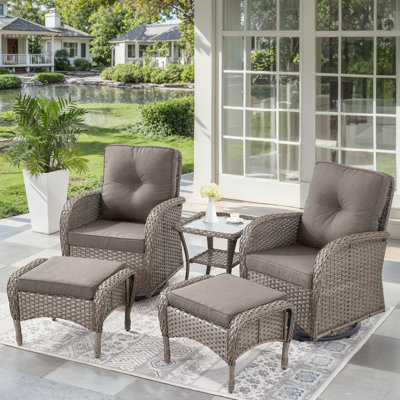 BreezeWeave 3 Piece Rattan Seating Group With Cushions And Side Table